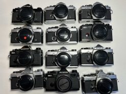 Big lot of Olympus OM camera bodies, Rejected