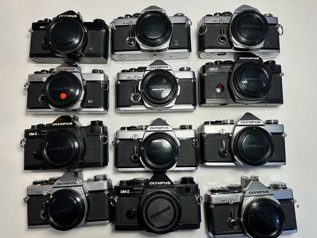 Big lot of Olympus OM camera bodies, Rejected